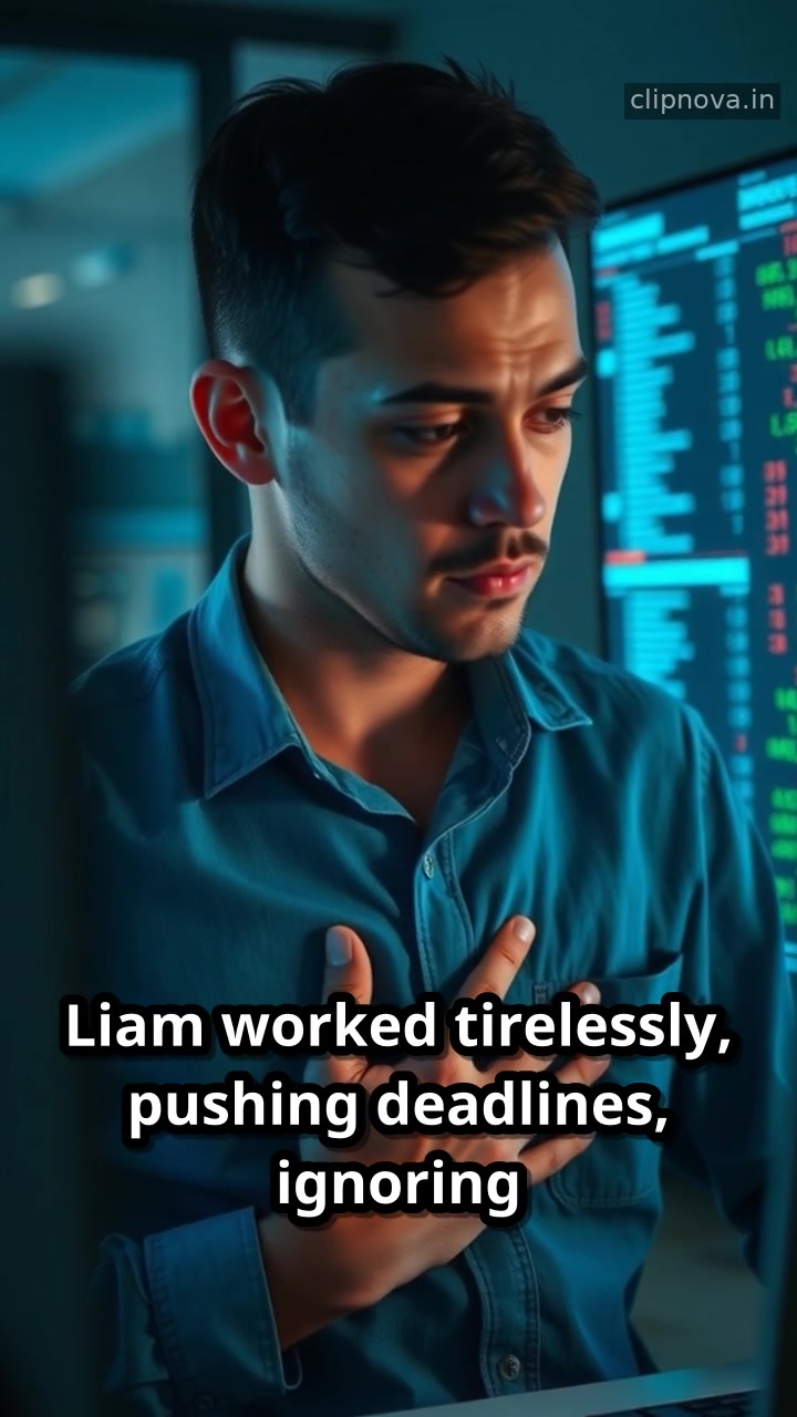 Liam worked tirelessly, pushing deadlines, ignoring the quiet rhythm ...